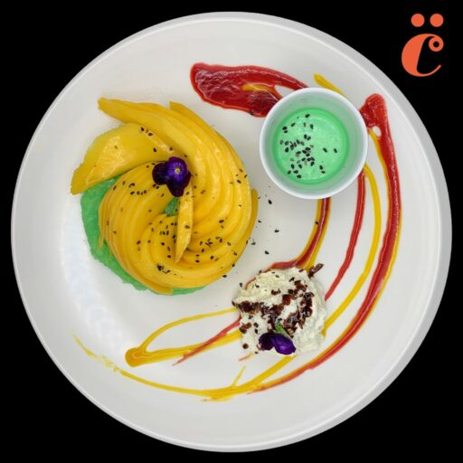 Mangue au riz gluant et lait de coco